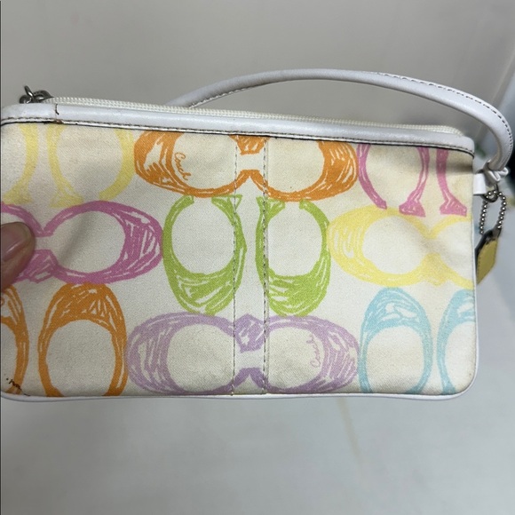 Coach Wristlet Wallet Hampton Scribble Signature C Pastel Colors Retro Y2K Purse - Picture 3 of 9